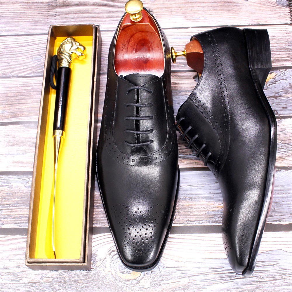 Title 14, Chaussures daffaires pour hommes en cuir de va...