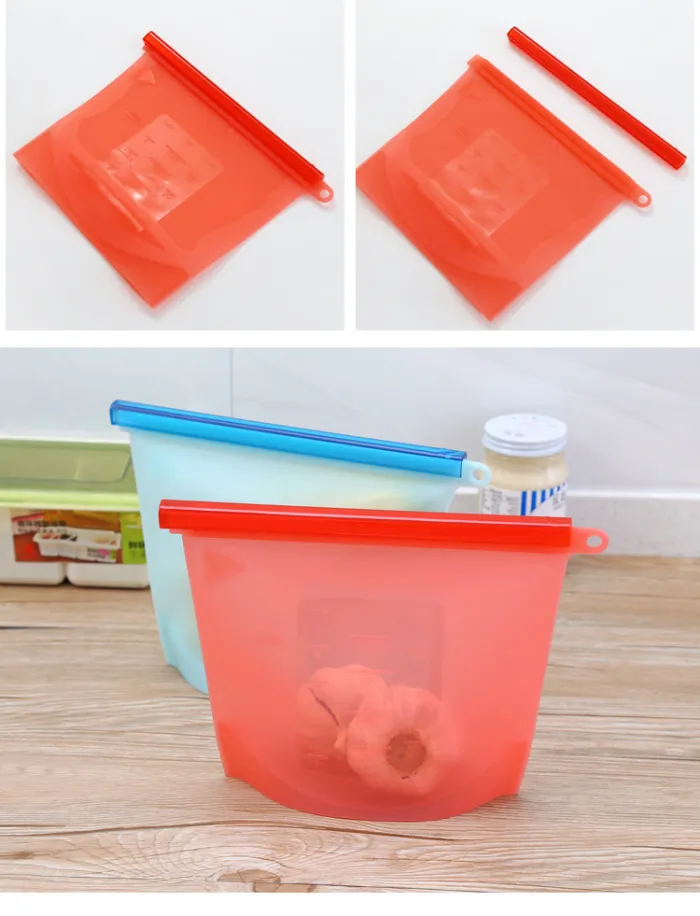 Reusable Silicone Food Storage Bag with Seal, Stand-Up Freezer and Fridge Bag in 500 ml to 4 L - detail photo 4