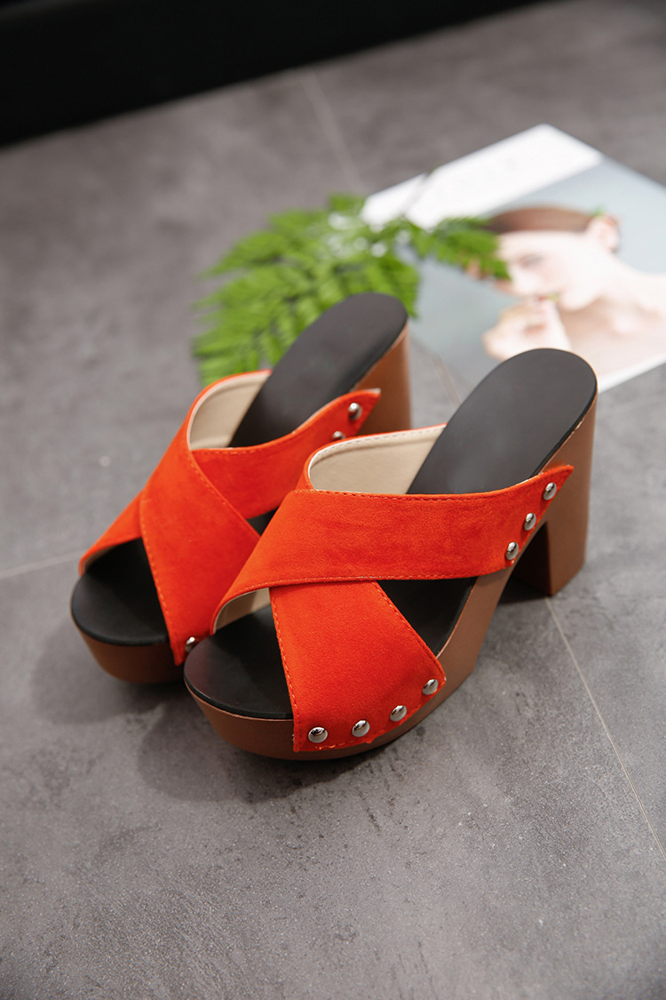 Title 20, Waterproof platform Roman sandals with high thi...