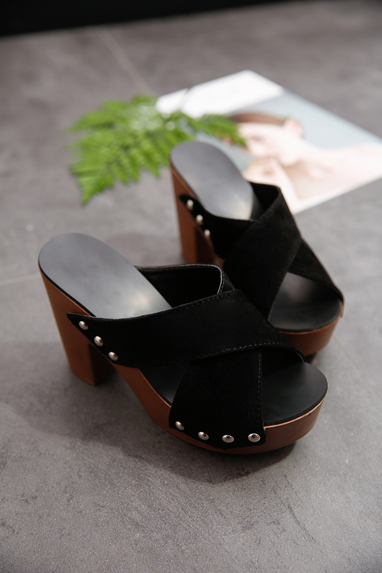 Title 21, Waterproof platform Roman sandals with high thi...