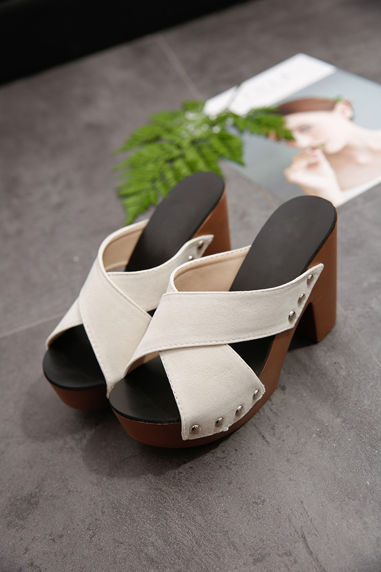 Title 22, Waterproof platform Roman sandals with high thi...