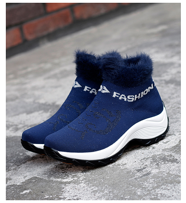 Title 10, Thick bottom snow boots with fly woven fabric. ...