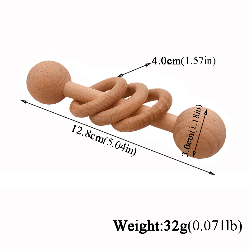 Title 1, 1 Adet Konik Tip Kayın Ağacından Bebek Çıngırağ...