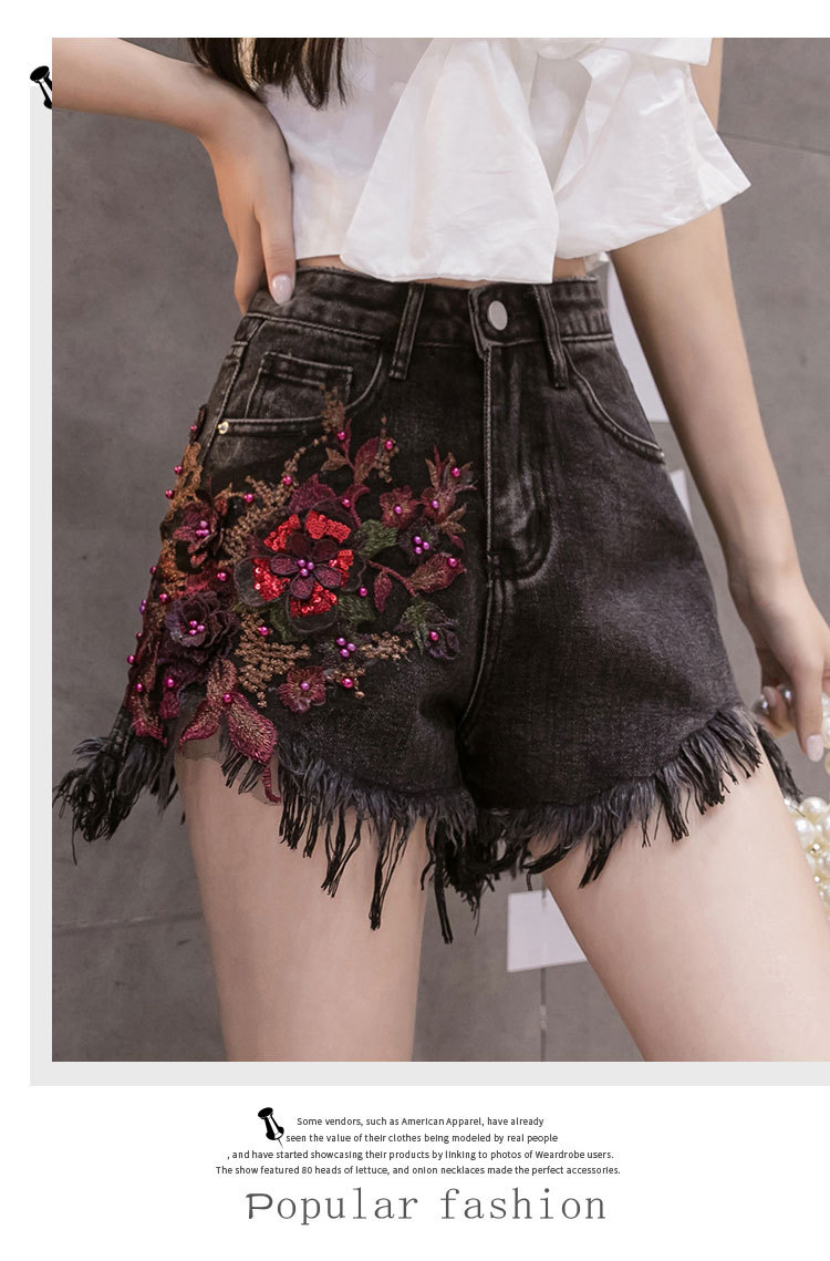 Title 2, Casual broek met driedimensionale bloemen en pa...