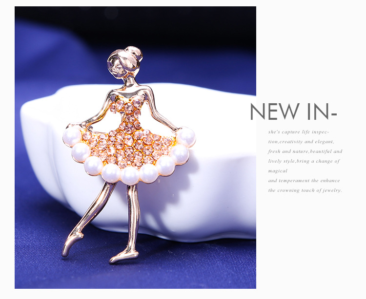 Title 1, Rhinestone Pearl Dress Dancing Girl Brooches fo...