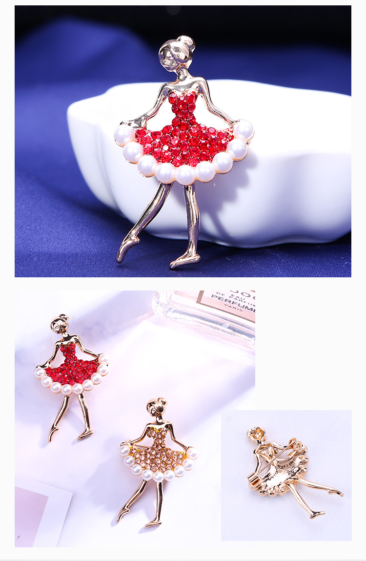 Title 2, Rhinestone Pearl Dress Dancing Girl Brooches fo...