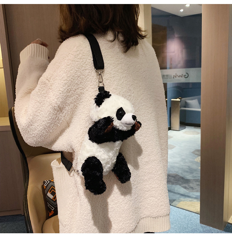 Title 1, cute plush panda bag cartoon shoulder bag