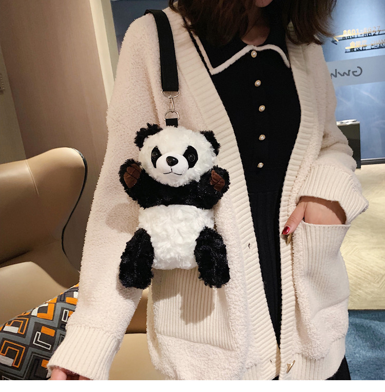 Title 2, cute plush panda bag cartoon shoulder bag