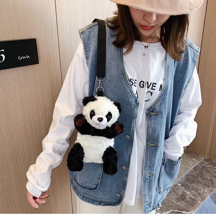 Title 5, cute plush panda bag cartoon shoulder bag