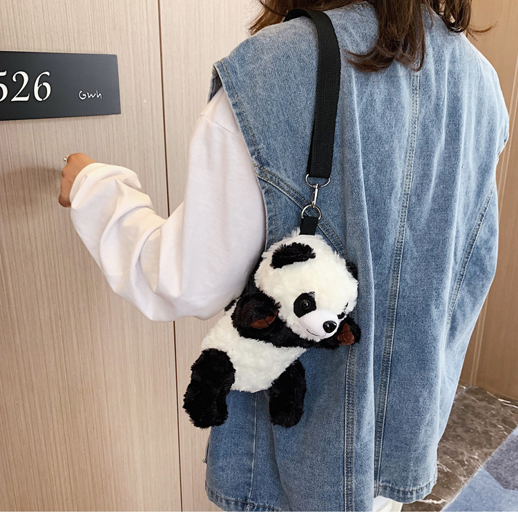 Title 6, cute plush panda bag cartoon shoulder bag