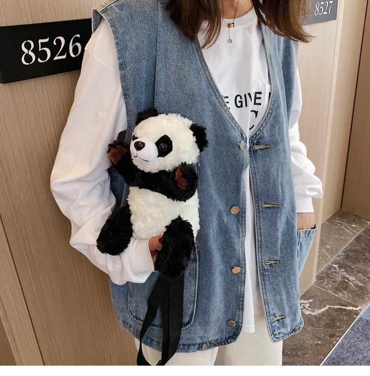 Title 7, cute plush panda bag cartoon shoulder bag