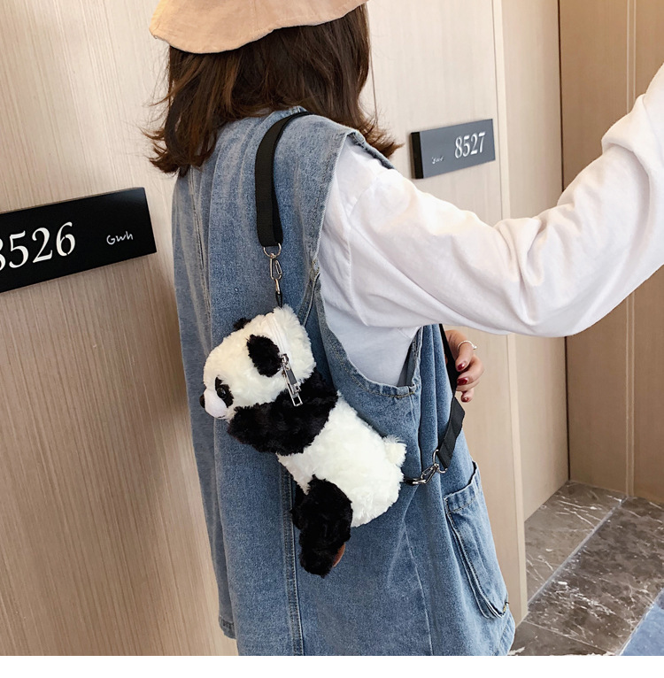 Title 8, cute plush panda bag cartoon shoulder bag