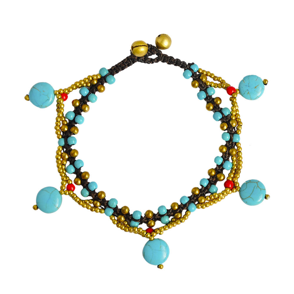 Title 2, Five Star Multicolor Turquoise Pendant Bell Anklet