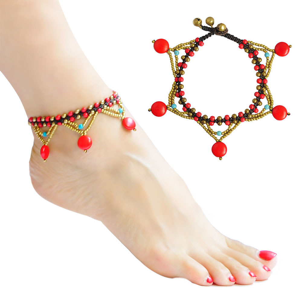 Title 8, Five Star Multicolor Turquoise Pendant Bell Anklet