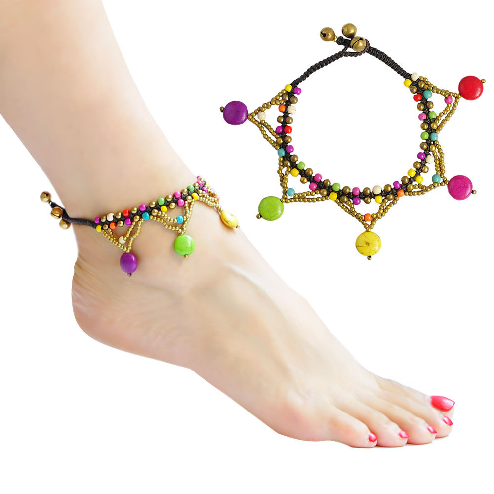 Title 9, Five Star Multicolor Turquoise Pendant Bell Anklet