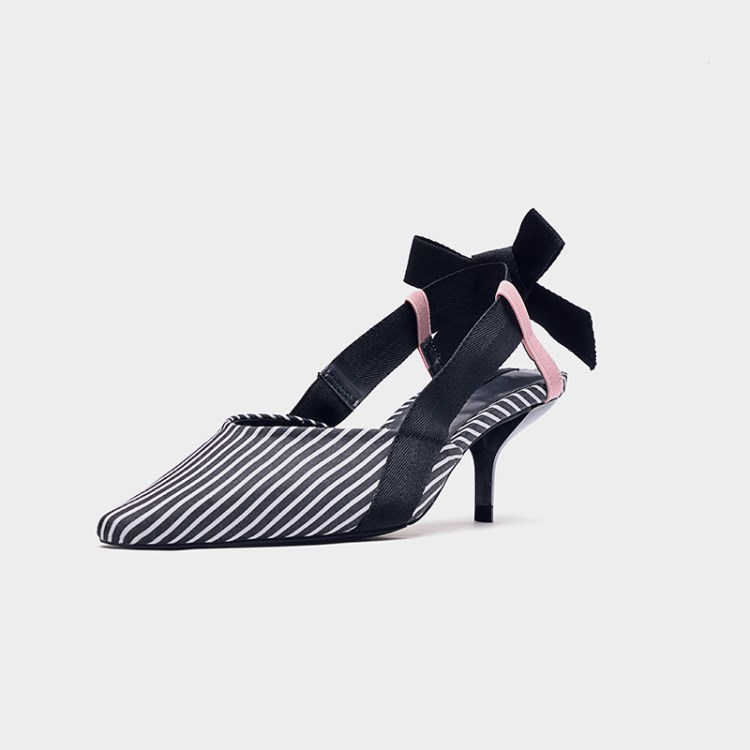 Title 2, Mules da donna Boussac Stripe Kitten Heel a pun...