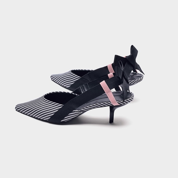 Title 6, Mules da donna Boussac Stripe Kitten Heel a pun...