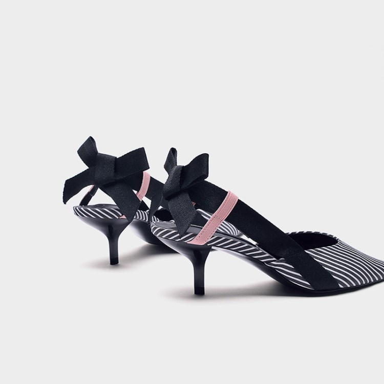 Title 7, Mules da donna Boussac Stripe Kitten Heel a pun...