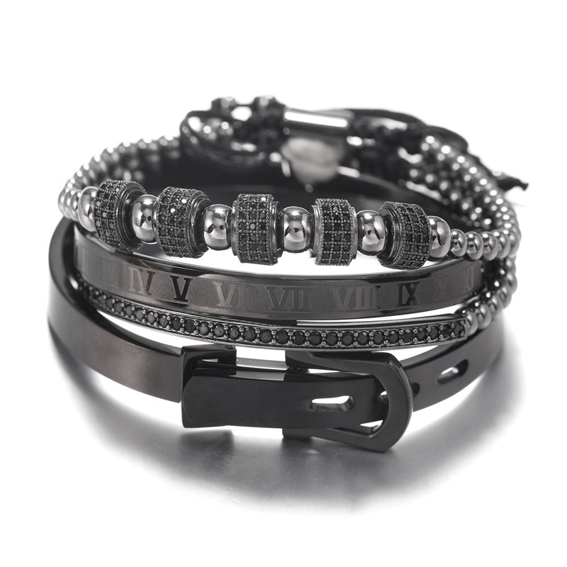 Title 1, Micro-inlaid zircon bracelet Punk bracelet