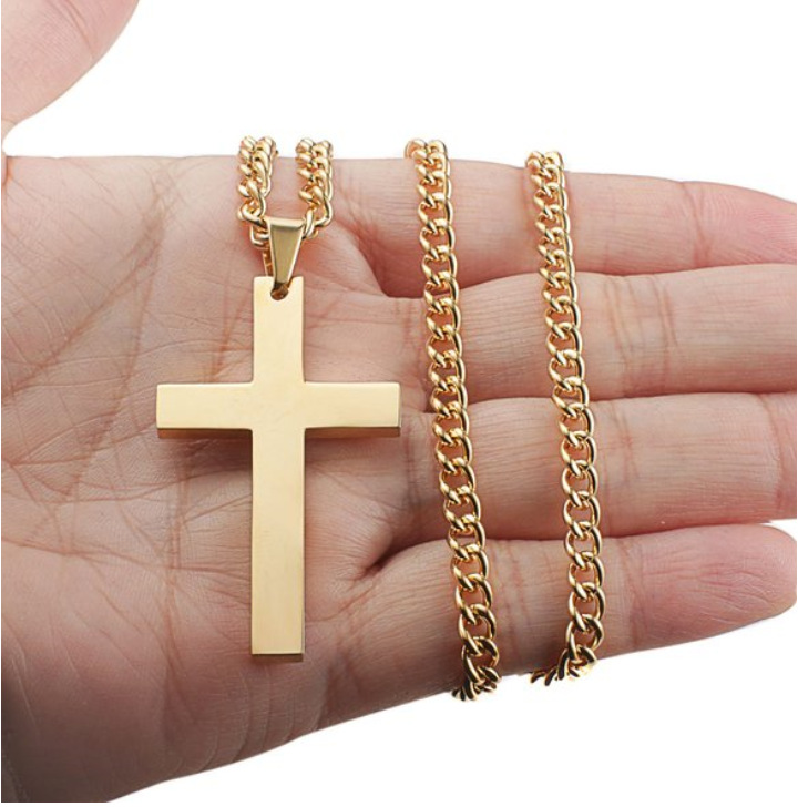 Title 3, Titanium steel simple single cross necklace pen...