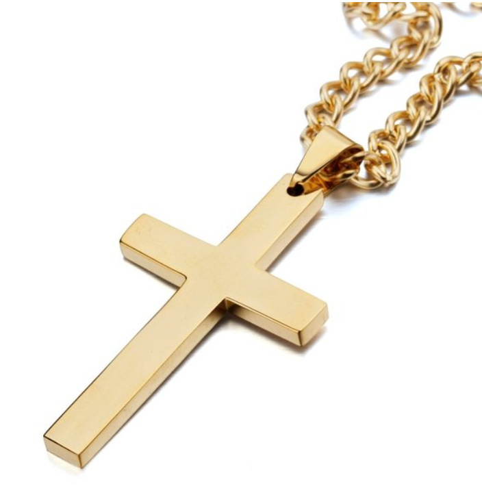 Title 4, Titanium steel simple single cross necklace pen...