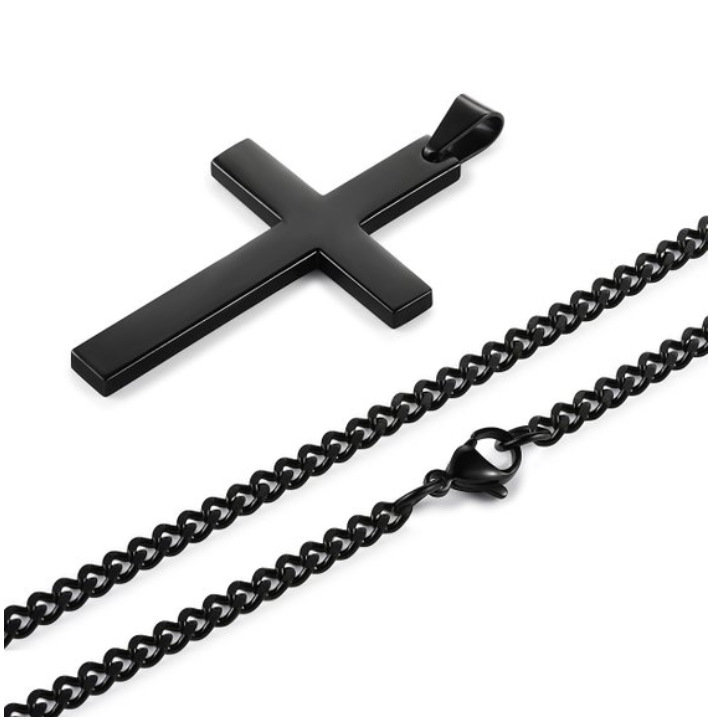 Title 7, Titanium steel simple single cross necklace pen...