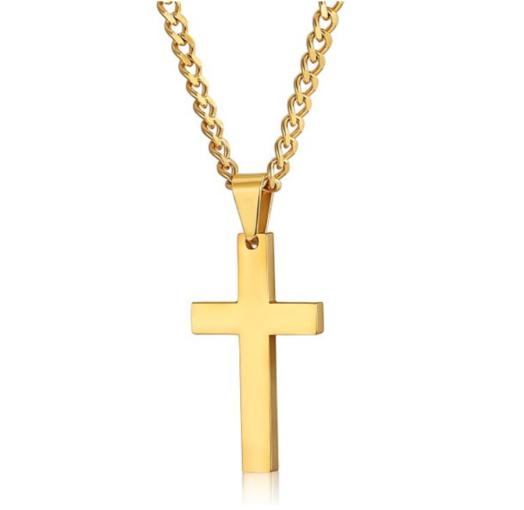 Title 11, Titanium steel simple single cross necklace pen...