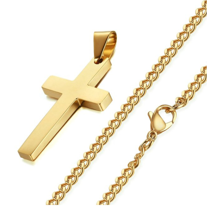 Title 12, Titanium steel simple single cross necklace pen...