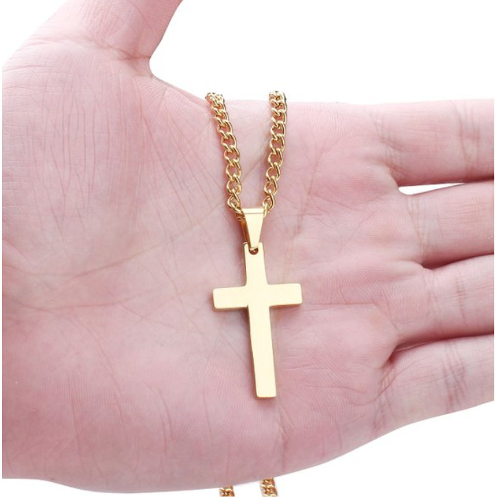 Title 15, Titanium steel simple single cross necklace pen...