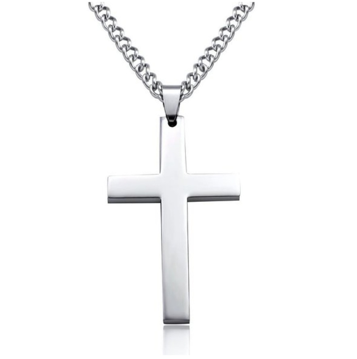 Title 17, Titanium steel simple single cross necklace pen...