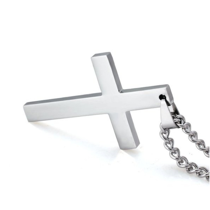 Title 18, Titanium steel simple single cross necklace pen...