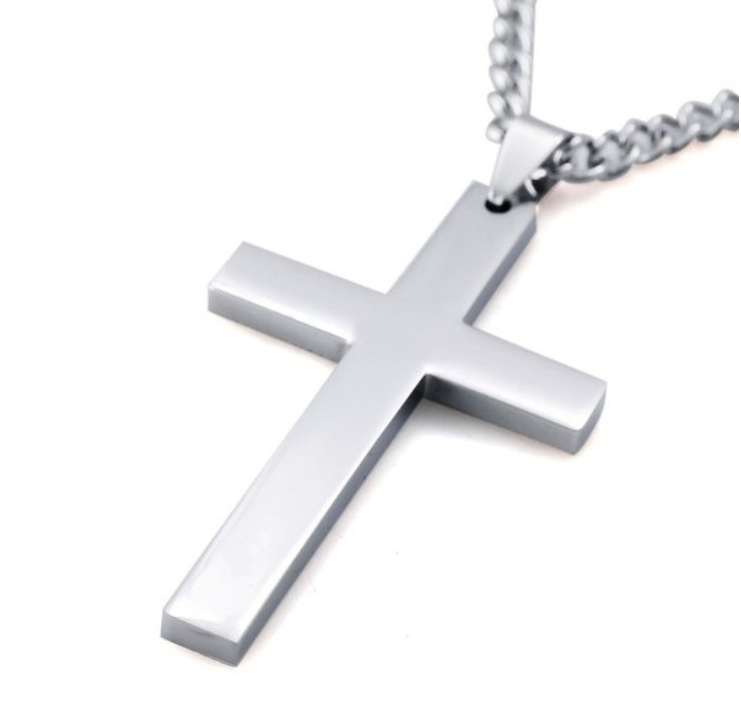 Title 19, Titanium steel simple single cross necklace pen...