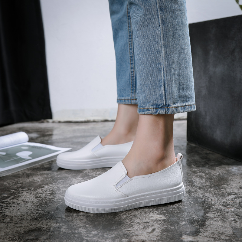 Title 15, Casual white leather shoes for everyday wear. C...