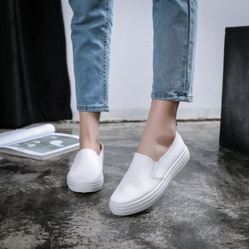 Title 16, Casual white leather shoes for everyday wear. C...