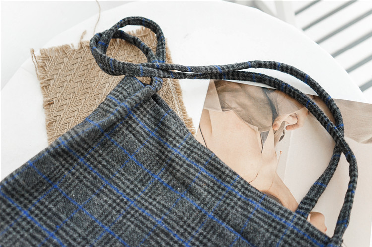 Title 6, New Japanese big bag portable wool plaid should...