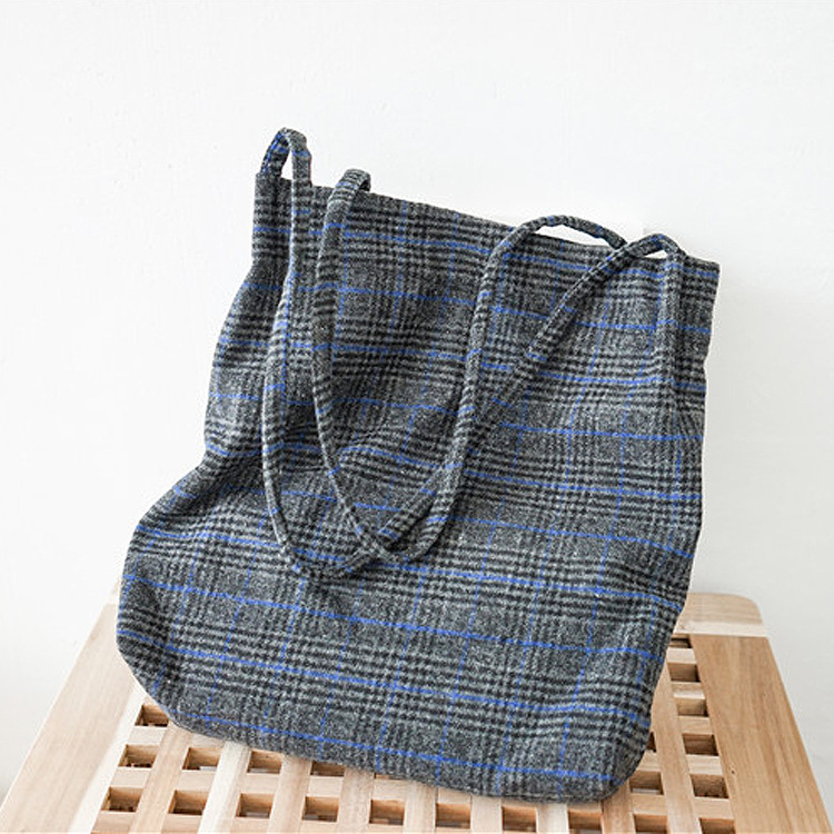 Title 9, New Japanese big bag portable wool plaid should...