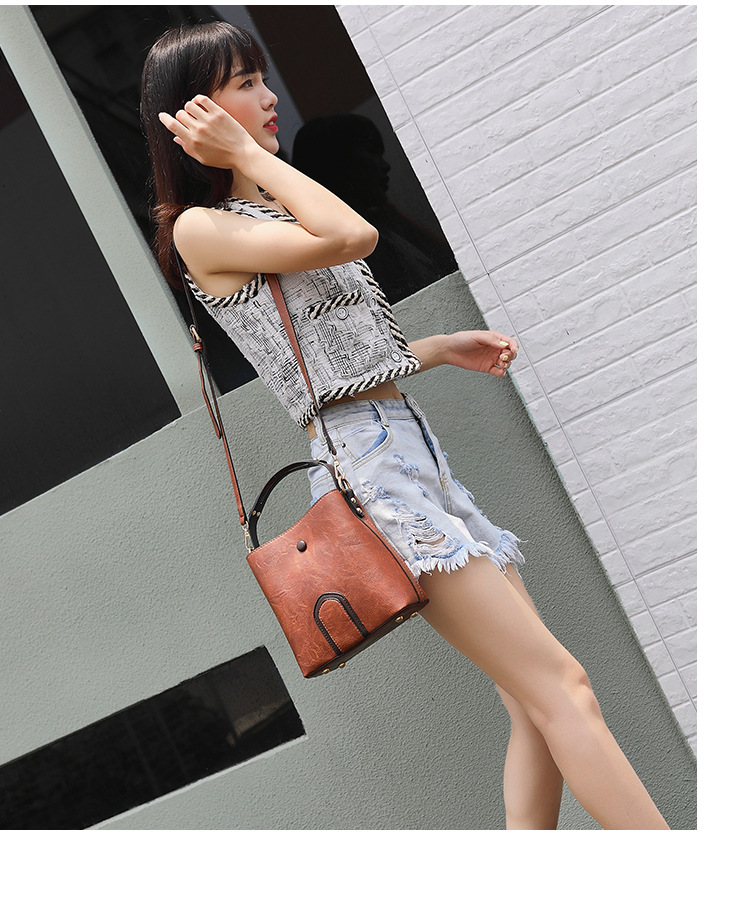 Title 5, One Shoulder Crossbody Bucket Bag