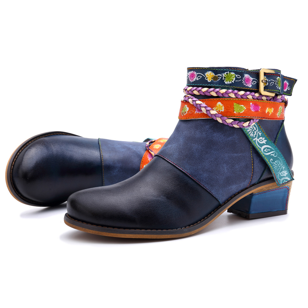 Title 5, Botas de tobillo Yauvana Azul para mujer, estil...