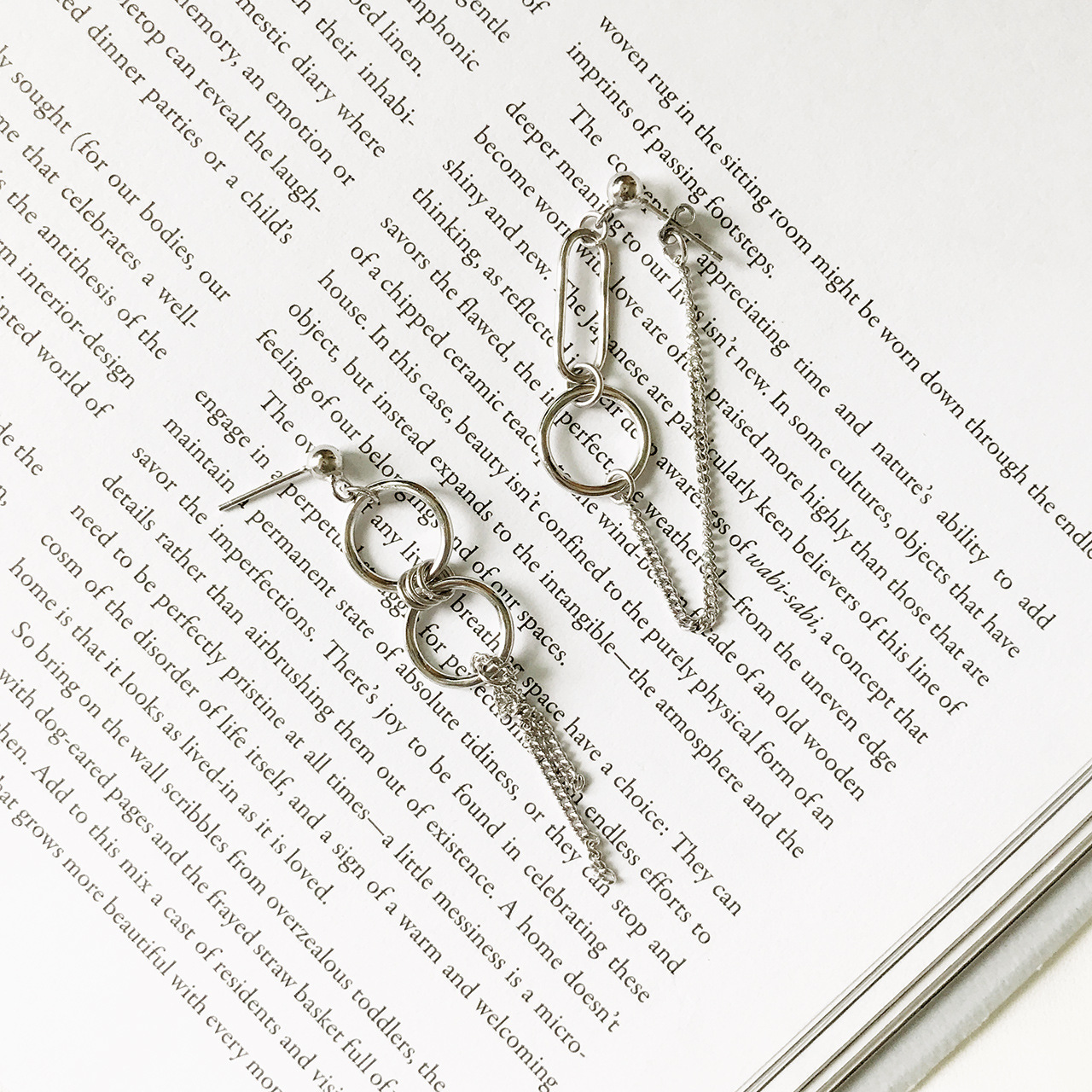 Title 8, Silver Asymmetry Earrings for Women