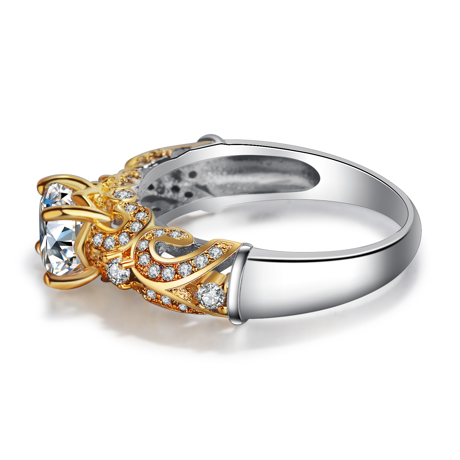 Title 2, Anello con diamante simulato a quattro griffe, ...