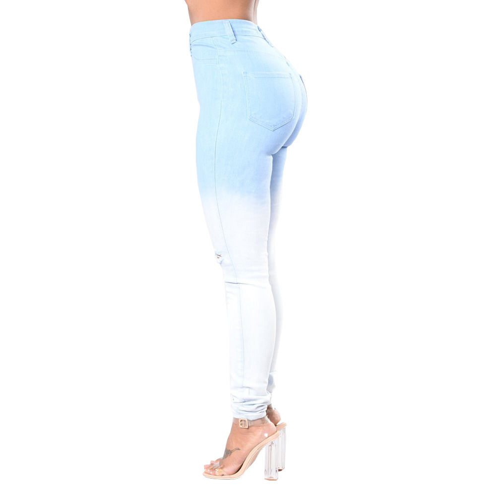 Title 7, Jeans strappati con gradiente blu e bianco, per...