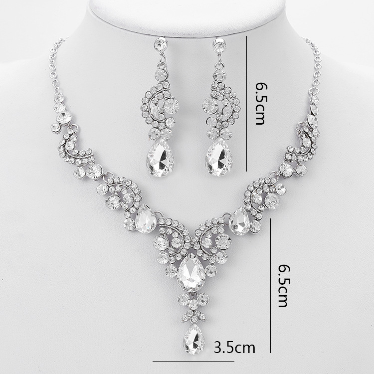 Title 1, Bruids prachtige diamantmode ketting set, schit...