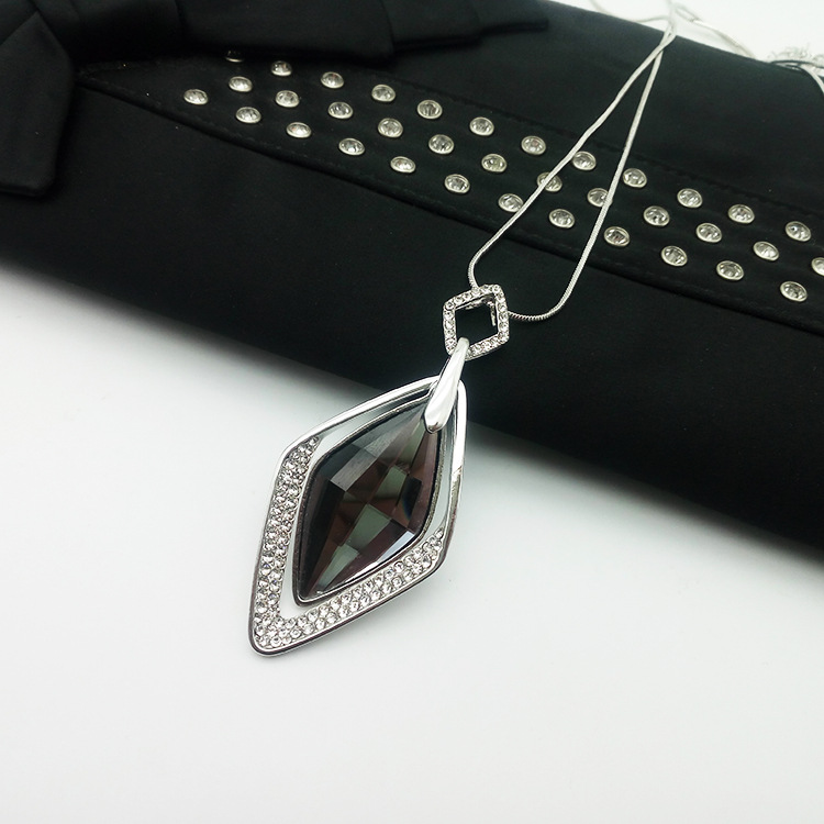 Title 2, Grey Stone Exaggerated Pendant Crystal Necklace...