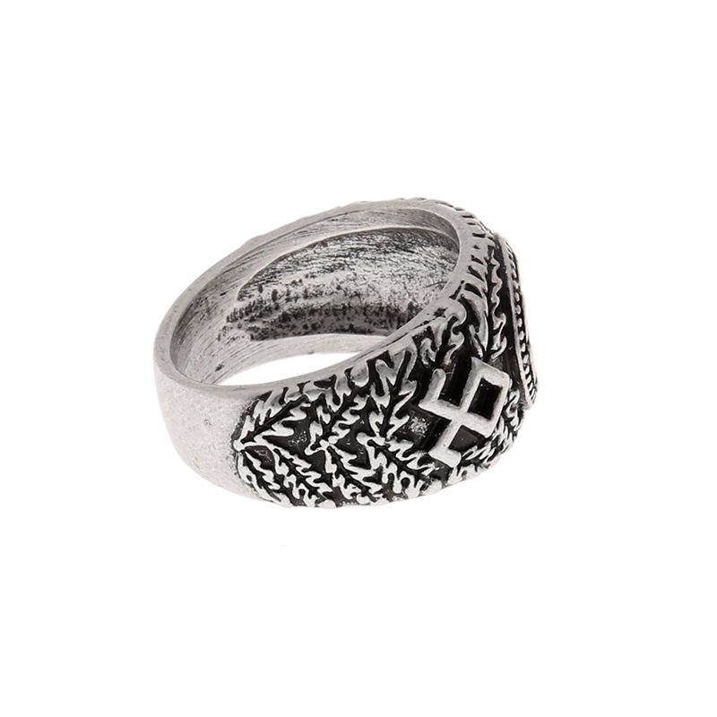 Title 3, Anillo vikingo nórdico para hombre, plateado an...