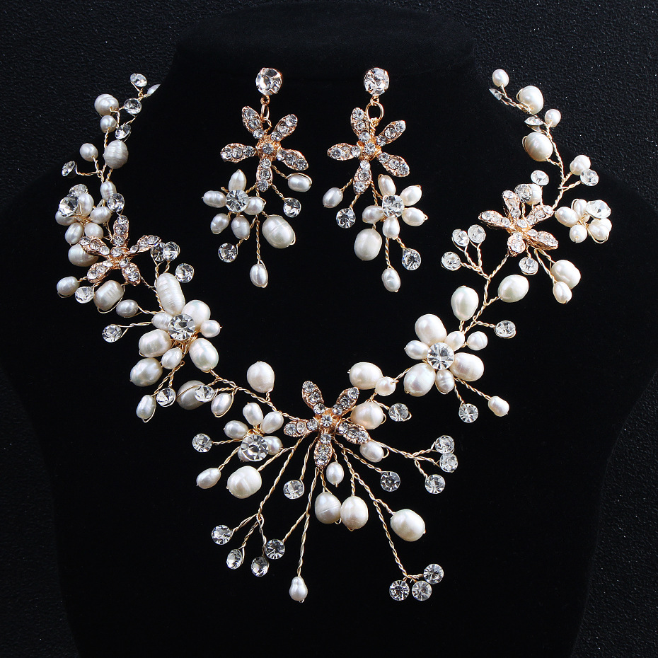 Title 5, Pearl necklace and earring set, a timeless acce...