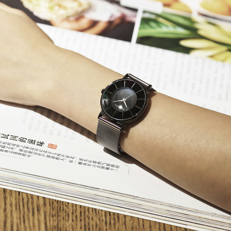 Title 14, Waterproof steel mesh watch with hands. A durab...