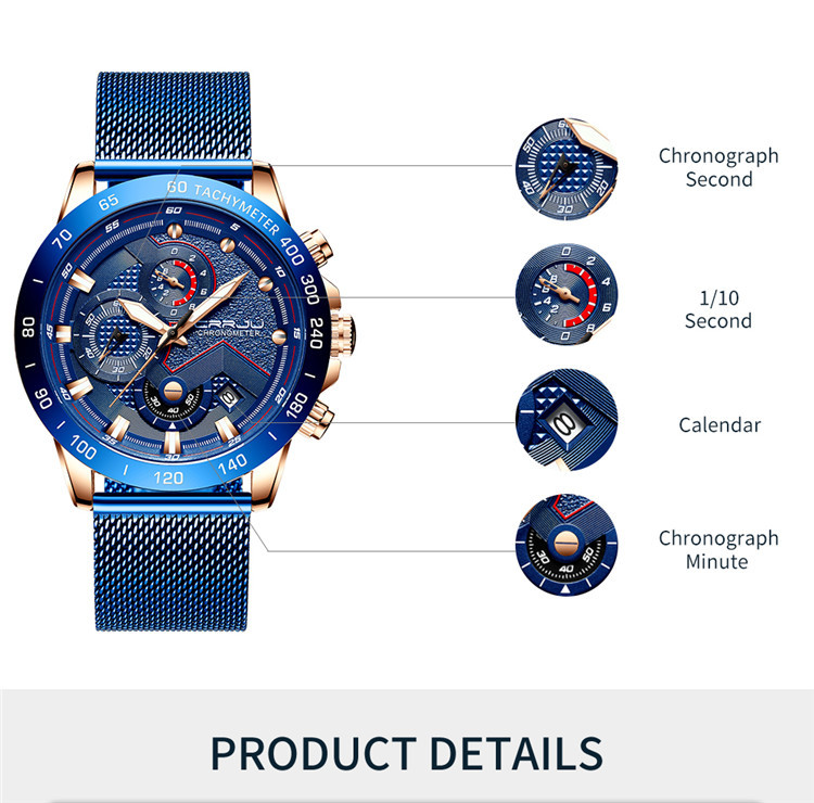 Title 10, Multi-function six-needle stainless steel watch...