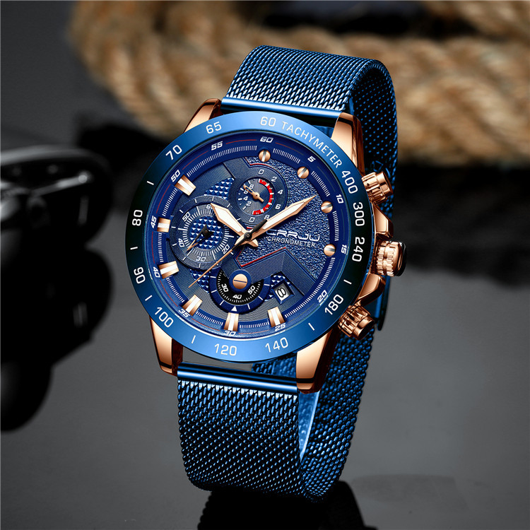 Title 27, Multi-function six-needle stainless steel watch...