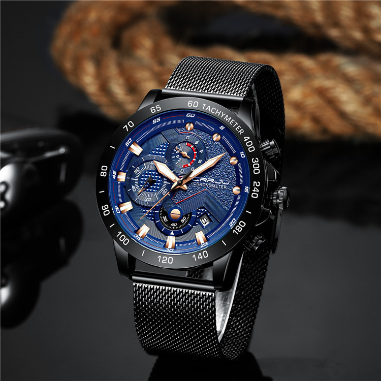 Title 28, Multi-function six-needle stainless steel watch...