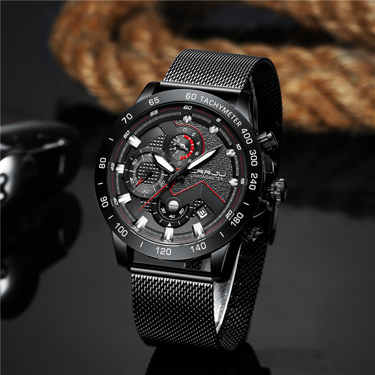 Title 29, Multi-function six-needle stainless steel watch...